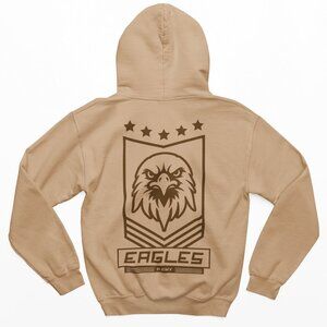 NEW Philadelphia Eagles Fan Army Front Back Print Pullover Hoodie TAN SAND